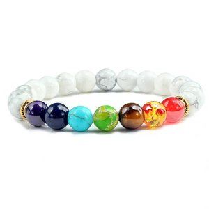 Howlite beaded bracelet 7 Chakra